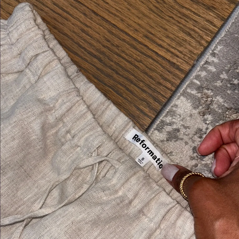 Reformation Tan Linen Trousers - Picture 2 of 4